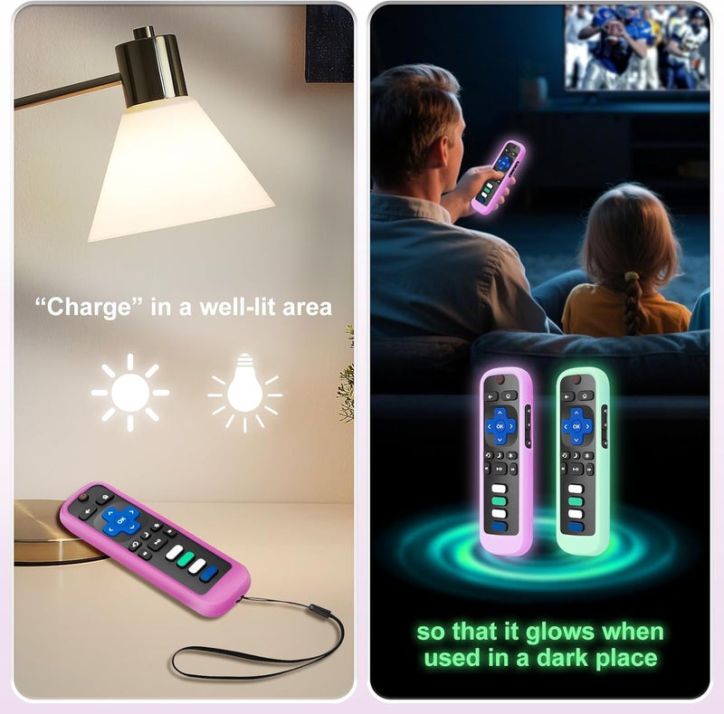 ENJOYLink 2 Pack for Roku Remote Cover,Silicone Controller Case Green and Purple - Image 5